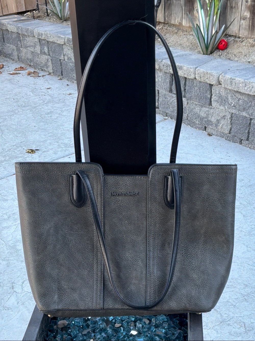 Montana West Black Leather-Look Tote